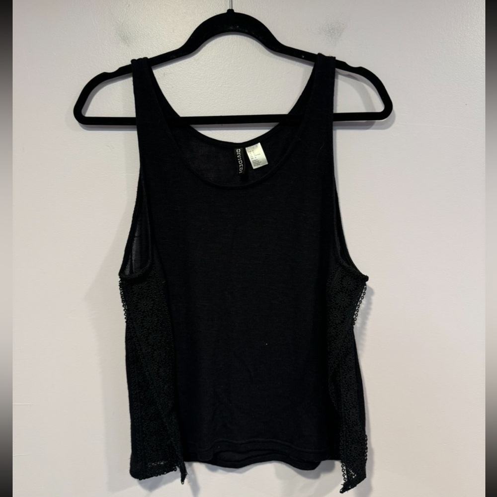 H&M Divided black split side lace‎ tank top